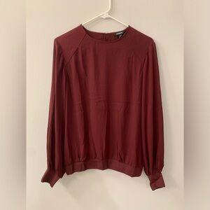 Express Maroon Long Sleeve Blouse